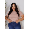 T-Shirt Básica Curvy Atacado Feminina Revanche Anshan Caqui