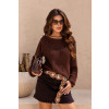 Blusa De Tricot Decote Canoa Atacado Feminina Revanche Bogarra Marrom Escuro