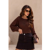 Blusa De Tricot Decote Canoa Atacado Feminina Revanche Bogarra Marrom Escuro