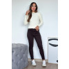 Calça Fit Barra Normal Color Com Elastano Atacado Feminina Revanche Taquara Marrom Café