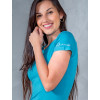 Blusa Baby Look Básica Manga Curta Atacado Feminina Revanche Vickie Azul Claro