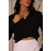 Camisa Cropped Com Pregas Atacado Feminina Revanche Aquiraz Preto