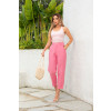 Calça Mom Alfaiatria Com Barra Italiana Atacado Feminina Revanche Lakatoro rosa chiclete