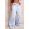 Calça jeans wide leg pantalona atacado feminina Revanche Sabadel Azul 