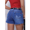 Shorts Jeans Boyfriend Com Barra A Fio e Abertura Atacado Feminino Revanche Akola Azul 