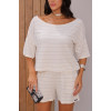 Conjunto Listrado Blusa Ampla e Shorts Atacado Feminino Revanche Ocara Azul