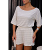 Conjunto Listrado Blusa Ampla e Shorts Atacado Feminino Revanche Ocara Mescla