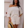 Conjunto Listrado Blusa Ampla e Shorts Atacado Feminino Revanche Ocara Preto