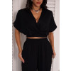 Conjunto De Calça Pantalona e Blusa Ampla Atacado Feminino Revanche Rialma Preto