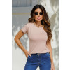 Blusa Atacado Baby Look Basica Manga Curta Feminina Revanche Sylfaenol  Caqui 