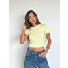 Blusa Cropped Canelado Atacado Feminina Revanche Gibara Amarelo Claro 