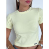 Blusa Cropped Canelado Atacado Feminina Revanche Gibara Amarelo Claro 
