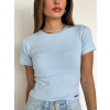 Blusa Cropped Canelado Atacado Feminina Revanche Gibara Azul Bebê
