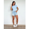 Blusa Cropped Canelado Atacado Feminina Revanche Gibara Azul Bebê