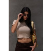Blusa Cropped Canelado Atacado Feminina Revanche Gibara Caqui