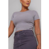 Blusa Cropped Canelado Atacado Feminina Revanche Gibara Cinza
