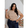 T-Shirt Básica Curvy Atacado Feminina Revanche Anshan Bege