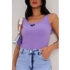 Regata canelada com detalhe atacado feminina Revanche Zilina Roxo Claro