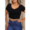 Blusa De Tricot Com Decote V Atacado Feminina Revanche Cártama Preto