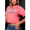 T-Shirt Oversized Estampada Atacado Feminina Revanche Algona Rosa