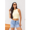 Blusa Regata Canelada Básica Atacado Feminina Revanche Pikine Amarelo Claro