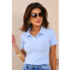 Camiseta Polo Bordado Atacado Feminina Revanche Gaurama Azul Bebê