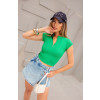 Blusa Cropped Com Zíper Atacado Feminina Revanche Jumbilla Verde Médio
