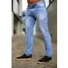 Calça Jeans Reta Com Bolso Embutido Atacado Masculina Revanche Zucker Azul Palito