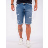 Bermuda Jeans Atacado Barra Virada Destroyed Masculina Revanche Caracas Azul Frente