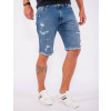 Bermuda Jeans Atacado Barra Virada Destroyed Masculina Revanche Caracas Azul Lateral