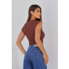 Blusa Franzida Atacado Feminina Revanche Livadiá Marrom Escuro