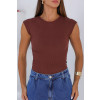 Blusa Franzida Atacado Feminina Revanche Livadiá Marrom Escuro