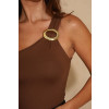 Blusa Cropped Ombro Só Com Acessorio Atacado Feminina Revanche Medaba Marrom