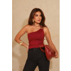 Blusa Cropped Ombro Só Com Acessorio Atacado Feminina Revanche Medaba Vinho
