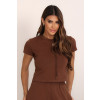 Blusa Moletom Gola Careca Atacado Feminina Revanche Amalfi marrom