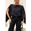 Blusa Ampla Manga Flutuante Atacado Feminina Revanche Alisca Preto