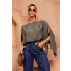 Blusa Ampla Manga Flutuante Atacado Feminina Revanche Alisca Verde Musgo