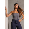Blusa Tomara Que Caia Tricot Com Zíper Atacado Feminino Revanche Roseta Cinza Chumbo