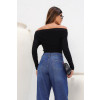 Blusa Ombro A Ombro Manga Longa Franzida Atacado Feminina Revanche Lousonna Preto