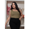 Blusa Curvy Alça Larga Atacado Feminina Revanche Pallantia Verde Musgo
