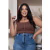 Blusa Curvy Alça Larga Atacado Feminina Revanche Pallantia Marrom