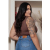 Blusa Curvy Alça Larga Atacado Feminina Revanche Pallantia Marrom