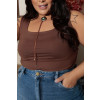Blusa Curvy Alça Larga Atacado Feminina Revanche Pallantia Marrom