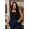 Blusa Curvy Alça Larga Atacado Feminina Revanche Pallantia Preto