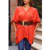 Blusa Ampla Manga Flutuante Atacado Feminina Revanche Laranda Laranja