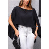 Blusa Ampla Manga Flutuante Atacado Feminina Revanche Laranda Preto