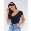 Blusa Atacado Canelada Feminina Revanche Jasmin Preto Frente