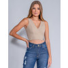 Blusa Atacado Cropped Feminina Revanche Fernanda Caqui Frente
