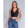 Blusa Atacado Cropped Feminina Revanche Fernanda Preto Frente