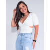 Blusa Atacado Cropped Feminina Revanche Luiza Branco Lateral